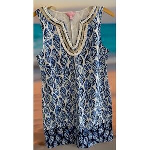 Lilly Pulitzer Harper Shift Dress Blue Peri Pop Stuffed Shells Sleeveless L